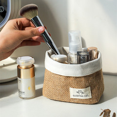 Cotton and linen hanger small desktop miscellaneous storage basket cosmetic storage bucket fabric pen holder wall-mounted storage basket