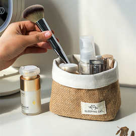 黄麻挂篮小号桌面杂物收纳筐化妆品收纳桶布艺笔筒挂墙式收纳篮子