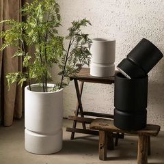 円形セメント植木鉢北欧創意直筒植木鉢陶磁器床置き大サイズ花器室内外緑植植木鉢