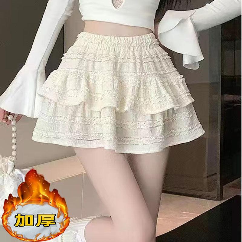 春日夏季芭蕾风软妹甜美蕾丝花边设计蛋糕感小众蓬蓬半身裙裙子|undefined