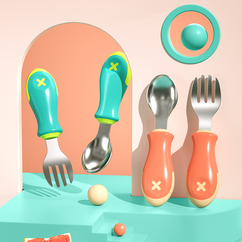 316 Stainless Steel Baby Spoon Set with Short Handle for Self-Feeding, Training Spoon for Infants and Toddlers