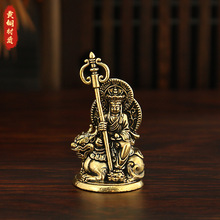 黄铜地藏王菩萨摆件谛听文玩佛像家居办公装饰品藏式工艺铜小雕像