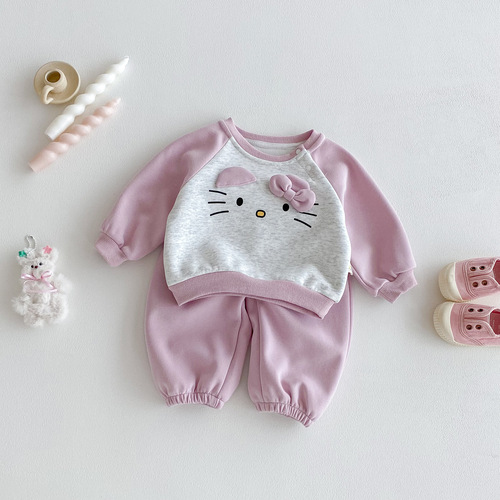 Set of Autumn Outfits for Baby Girls - Cute and Charming Baby Girl Two-Piece Sweatshirt and Leggings Set