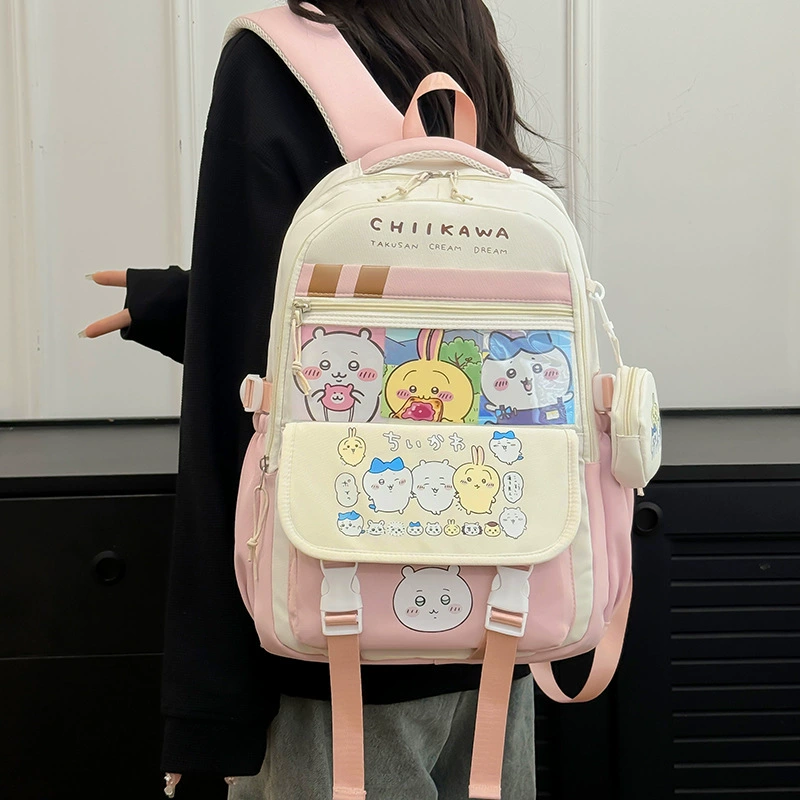 Двумерный школьный рюкзак с японским мультфильмом для девочек, снижающий нагрузку на позвоночник, большой вместительный прочный и прочный рюкзак для хранения учебников