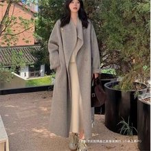 加厚灰色双面呢子大衣女韩版新款过膝长款秋冬显瘦毛呢外套潮