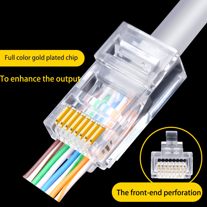 Category 6 Rj45 Connector, Cat6 Connector, Unshielded Perforated Crystal Head for Network Connection