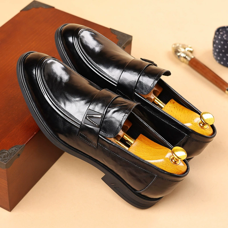 Мужская кожаная обувь, мужская деловая официальная повседневная обувь первого слоя из воловьей кожи, кожаная мужская обувь на шнуровке, Офисная Рабочая обувь, черный