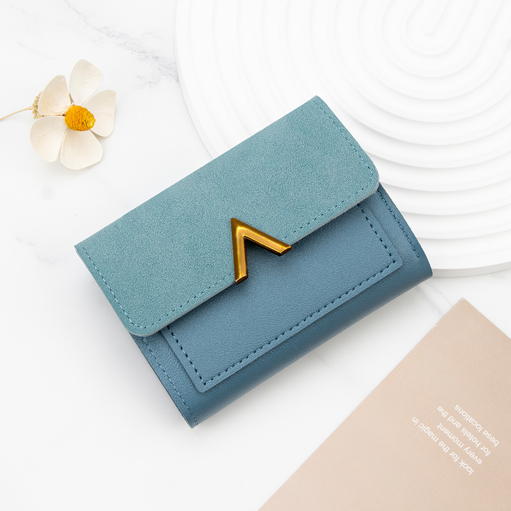 Nuevo estilo coreano simple de las mujeres cartera corta de gran capacidad chica estudiante cartera pequeña tarjeta titular de la moneda monedero