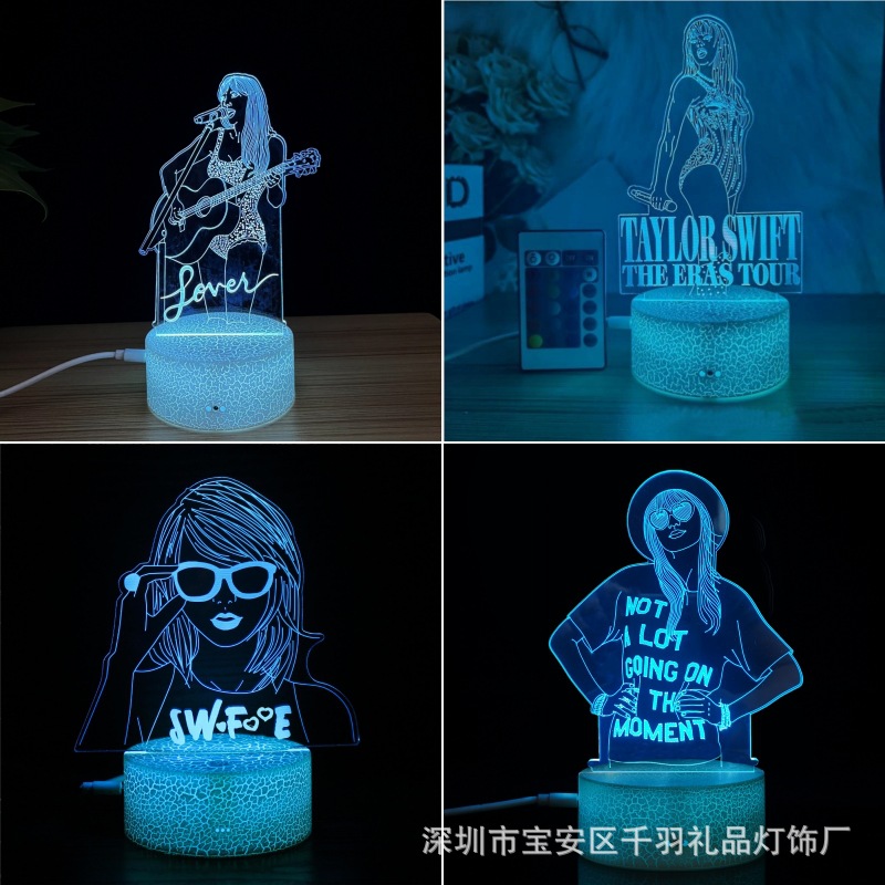 3C New and Unique 3D Night Light for Singer Taylor, Amazon Mandy Figure Atmosphere Lamp Desk Lamp 