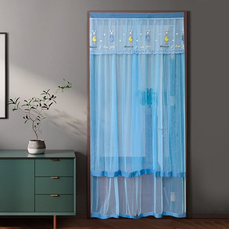 Punch-free Anti-mosquito Door Curtain Fabric Internet-famous Gauze Curtain Bedroom Lace Door Curtain Partition Curtain 2025 Summer Hanging Double-layer
