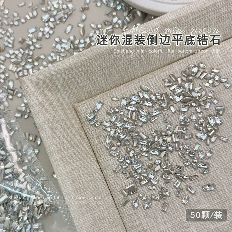 Mini zircon nail diamond jewelry explosion flash Net Red new inverted edge flat transparent white champagne special-shaped small diamond mixed Mini zircon nail diamond jewelry explosion flash Net Red new inverted edge flat transparent white champagne special-shaped small diamond mixed