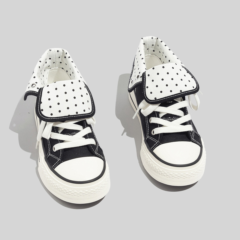 Bell 2026 Spring Canvas Shoes Fashionable Polka Dot High-Top Women's Shoes Versatile Platform Thick-Soled Height-Increasing Casual Shoes 6971