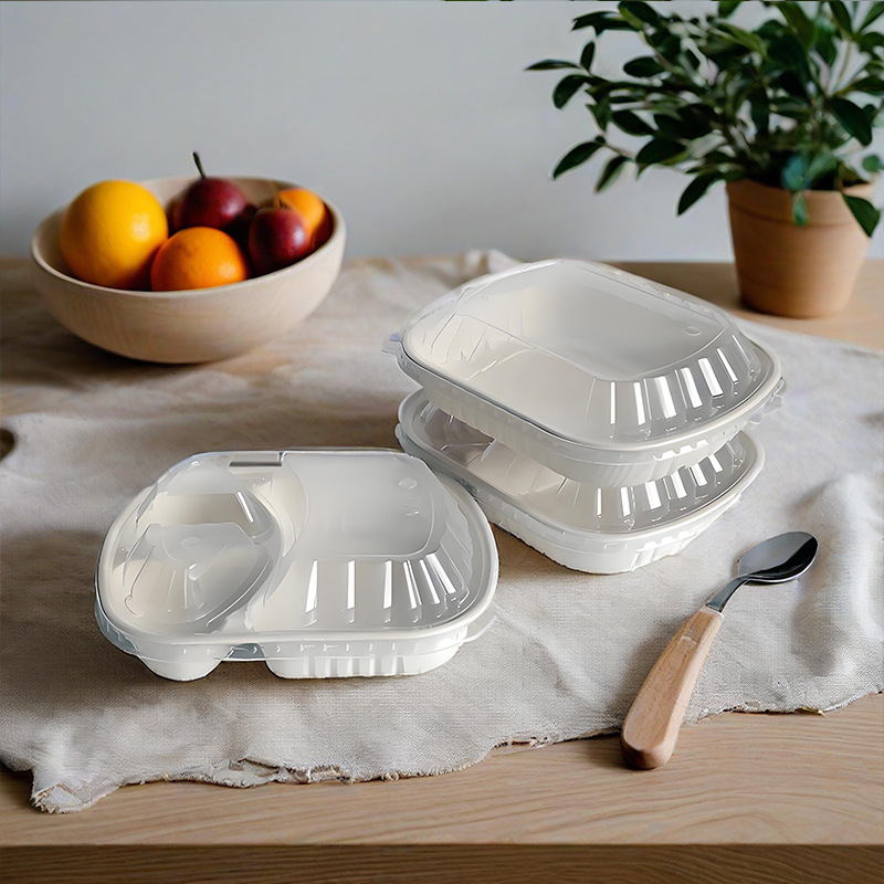 Caja de hamburguesa de pulpa degradable desechable preferida Pastel Postre Caja de bento al por mayor