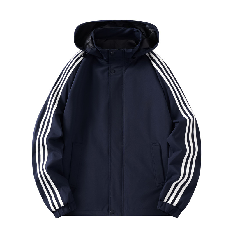 Chaqueta de los hombres de primavera y otoño 2024 moda Juventud a prueba de viento con capucha tres barras chaqueta deportiva casual al por mayor