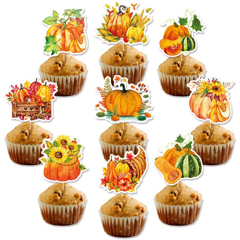 Nuevo cruce de fronteras Día de Acción de Gracias Decoración de fiesta Tarta de pastel Decoración de horneado de fiesta de cumpleaños de otoño Plug-in