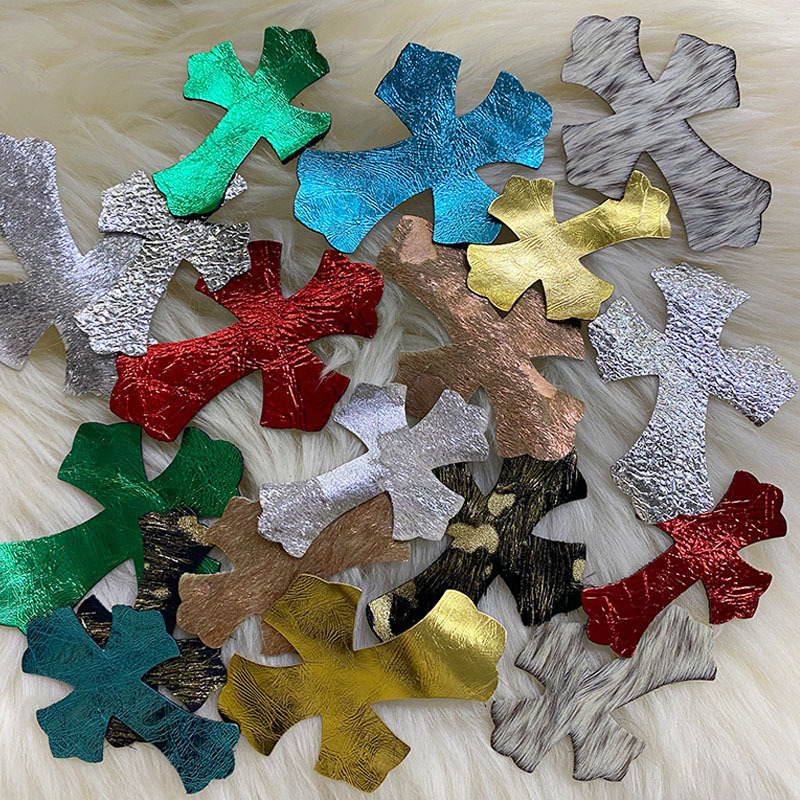 补丁贴十字架皮标马毛十字皮标真皮真毛多颜色现货