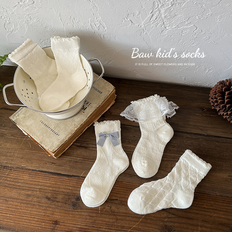 Children's summer thin knee socks with bow