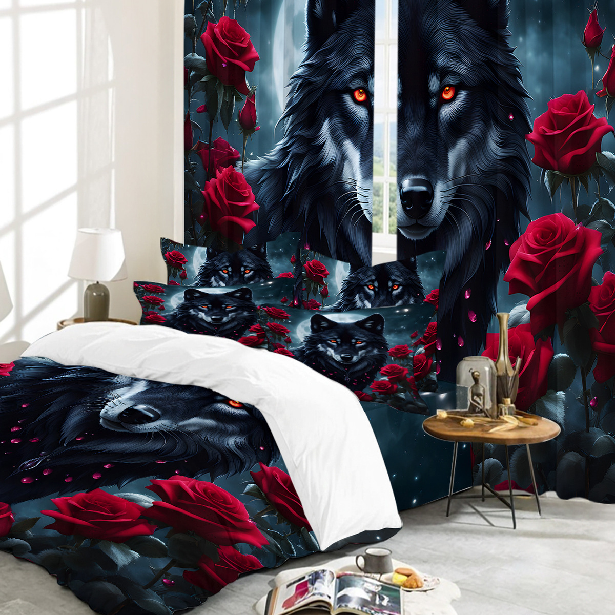 Fabricante directo para la plataforma transfronteriza Amazon WISH venta caliente de productos explosivos, serie completa de ropa de cama de tres piezas y cortinas