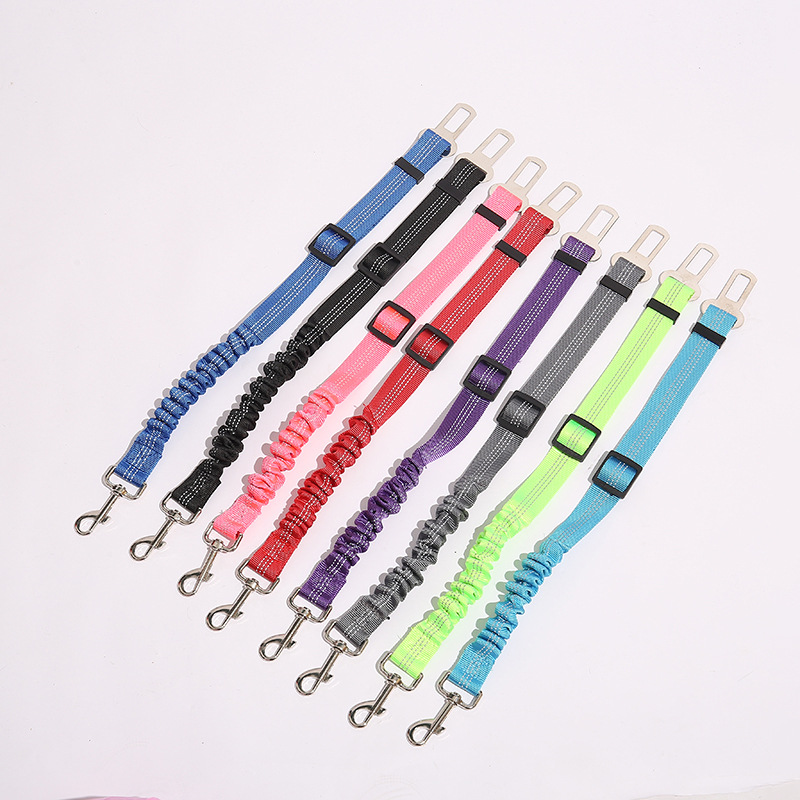 Accessoires pour animaux de compagnie : ceinture de sécurité auto élastique réfléchissante, laisse de sécurité pour chien._voghion.com