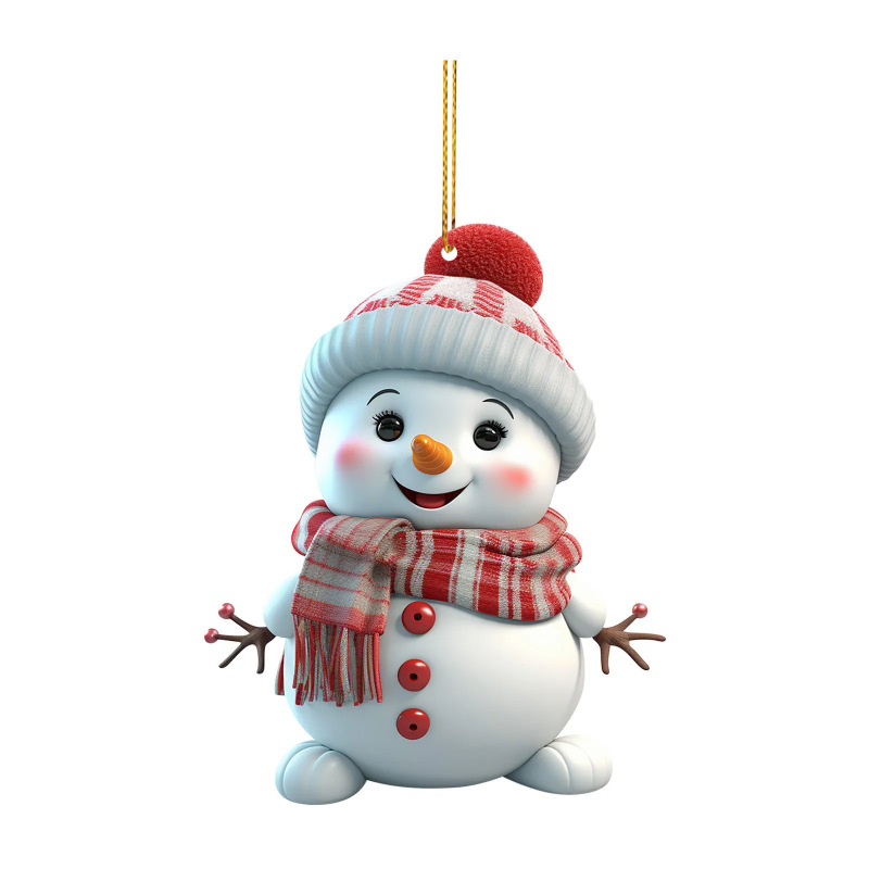 クロスボーダー新製品かわいい漫画クリスマス雪だるま車吊りホームクリスマスツリー装飾品ペンダントクリスマス装飾|undefined