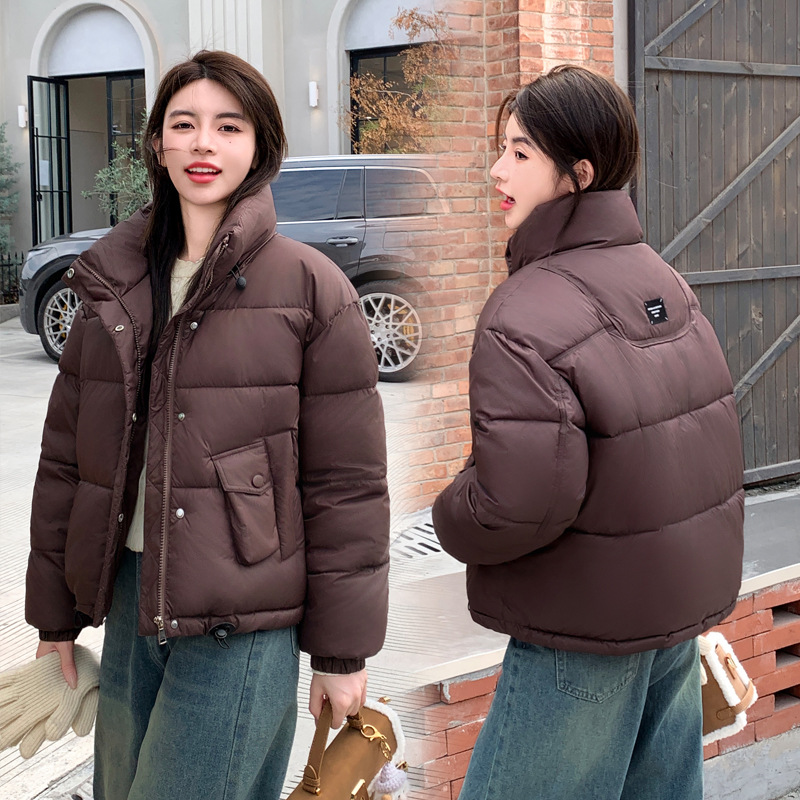 Red pan de algodón ropa de invierno 2024 nuevo cuello suelto chaqueta de algodón rojo caliente chaqueta de algodón corta pequeña chaqueta de algodón mujer