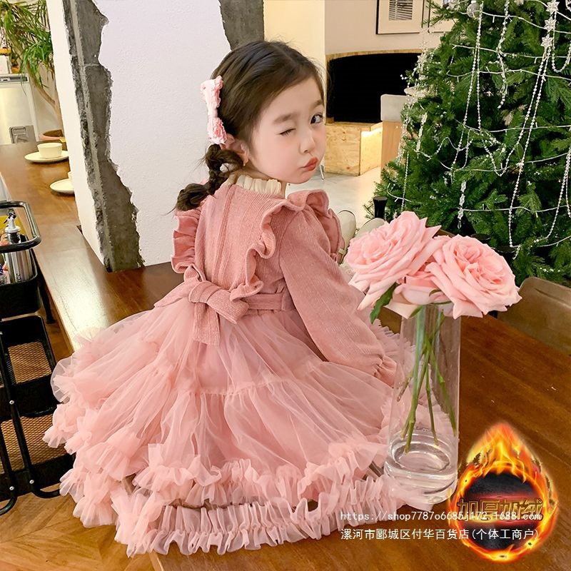 女童连衣裙2026新款秋冬儿童洋气公主宝宝蓬蓬裙小女孩加绒裙子潮