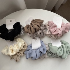 Korean Dongdaemun New Retro Houndstooth Large Bow Hair Tie Elegant Fashion High-End Hair Accessory for Women