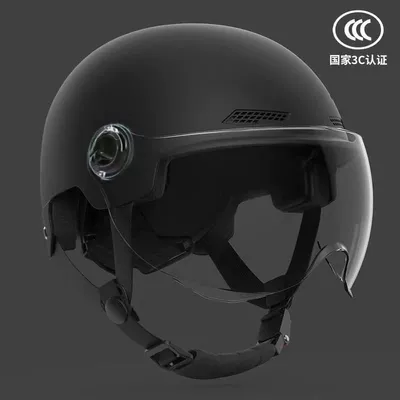 Motosiklet kaskı (dəbilqə) — Helmet 3C certified, summer sun protection - 3c-certified-black-high-definition-lens-abs-material-short-lenses-new-national-standard-certified