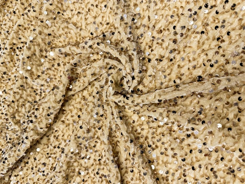 Otoño y invierno tela de terciopelo elástica 5mm oro espuma de cuentas de espuma de Navidad vestido de moda tela de sequilla image 21