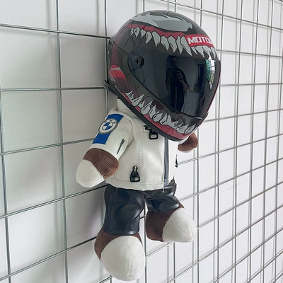 Motorcycle Doll Helmet Bear Motosiklet dəbilqələri - height-28cm-white-bear-m-venom-upgraded-internal-buckle