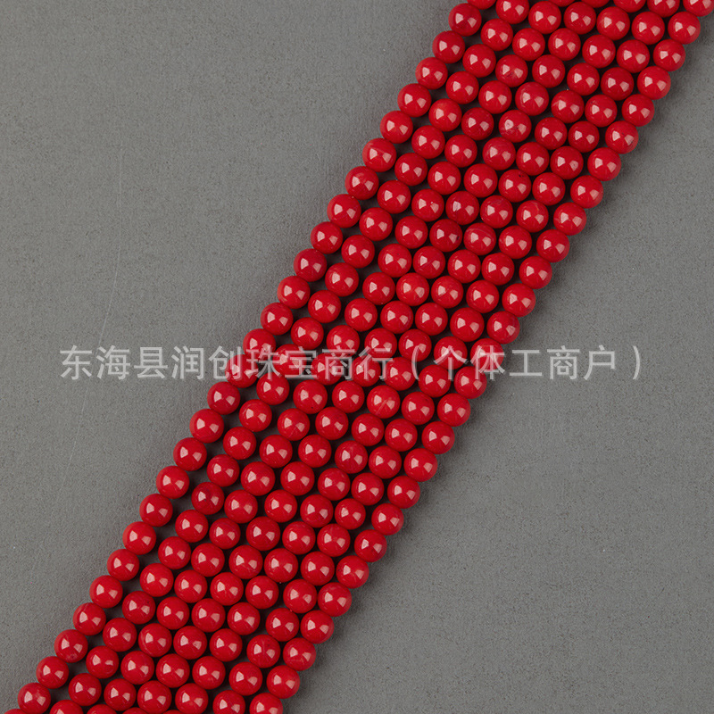 Xizang Sea Bamboo Imitation Coral Red Round Beads Beads DIY Bracelet Buddha Beads Long Chain Beads Accessories