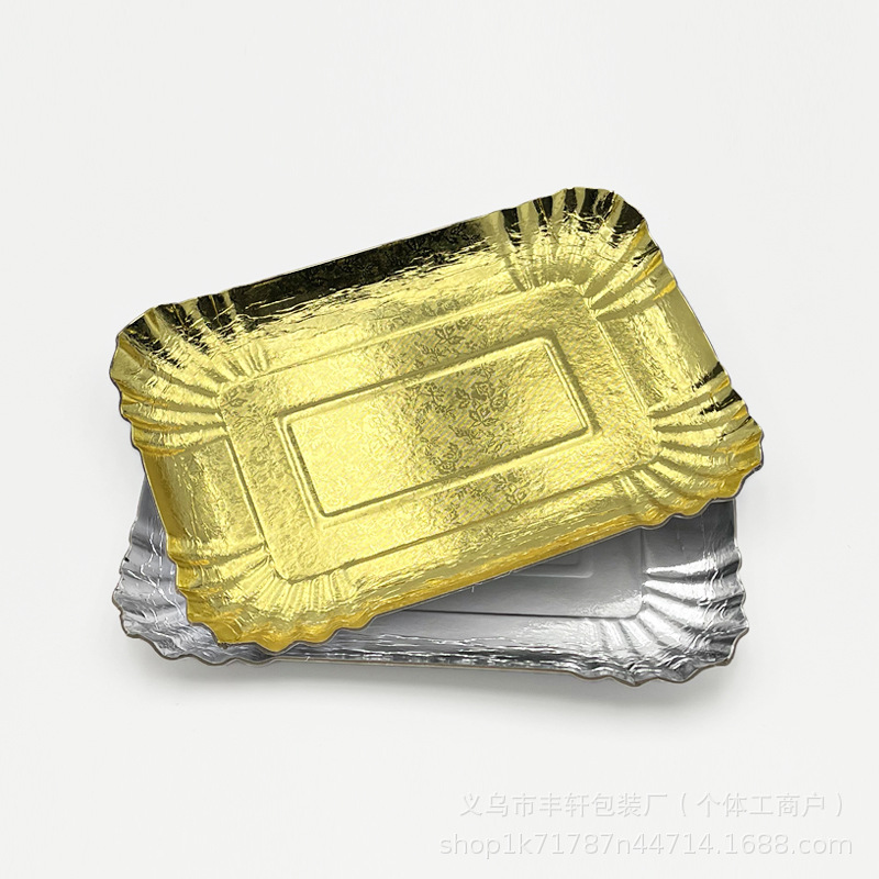 Fábrica directa fiesta bandeja de papel desechable 1200 gramos bandeja de película de aluminio de oro para niños platos de papel de cumpleaños