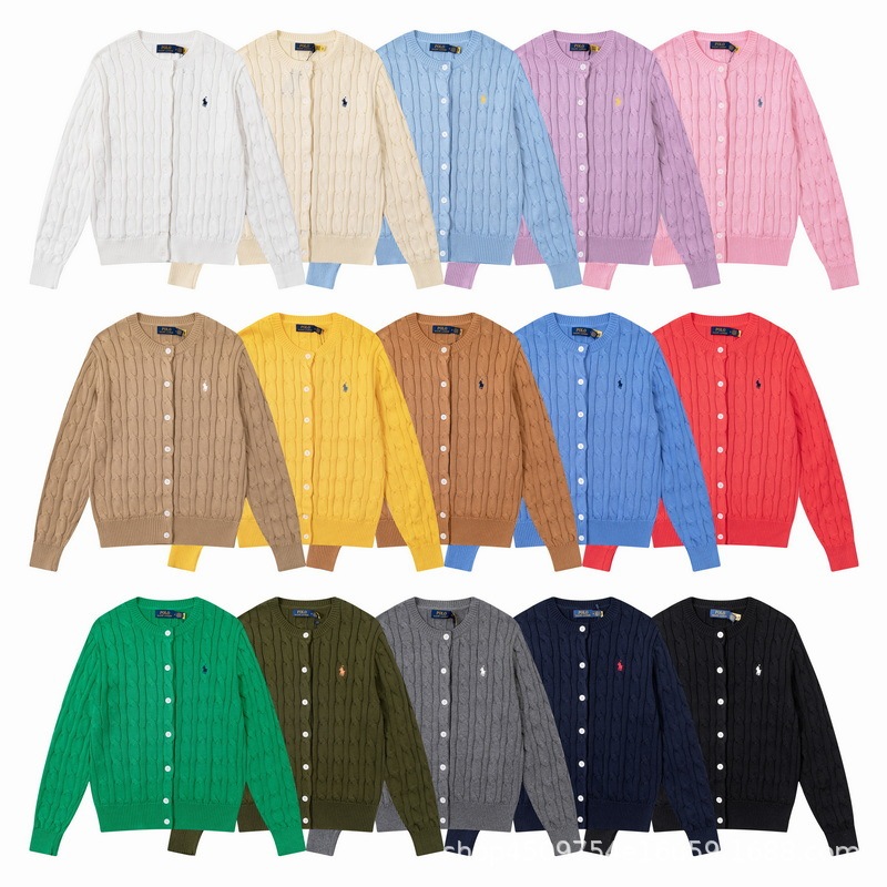 2026 Cross-Border Rl Pony Logo Embroidered Round Neck Solid Color Long-Sleeve Knit Cardigan Jacket Unisex Style Dropshipping 2026 Cross-Border Rl Pony Logo Embroidered Round Neck Solid Color Long-Sleeve Knit Cardigan Jacket Unisex Style Dropshipping