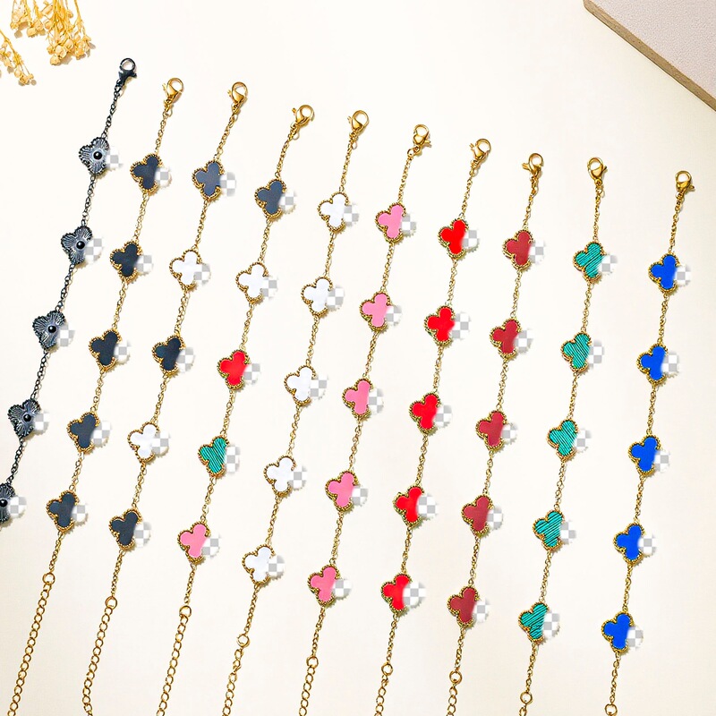Four-Leaf Clover Bracelet Small Jewelry Titanium Steel Accessories Light Luxury Fashion Stainless Steel Jewelry 520 Cross-Border In-Stock Items Four-Leaf Clover Bracelet Small Jewelry Titanium Steel Accessories Light Luxury Fashion Stainless Steel Jewelry 520 Cross-Border In-Stock Items