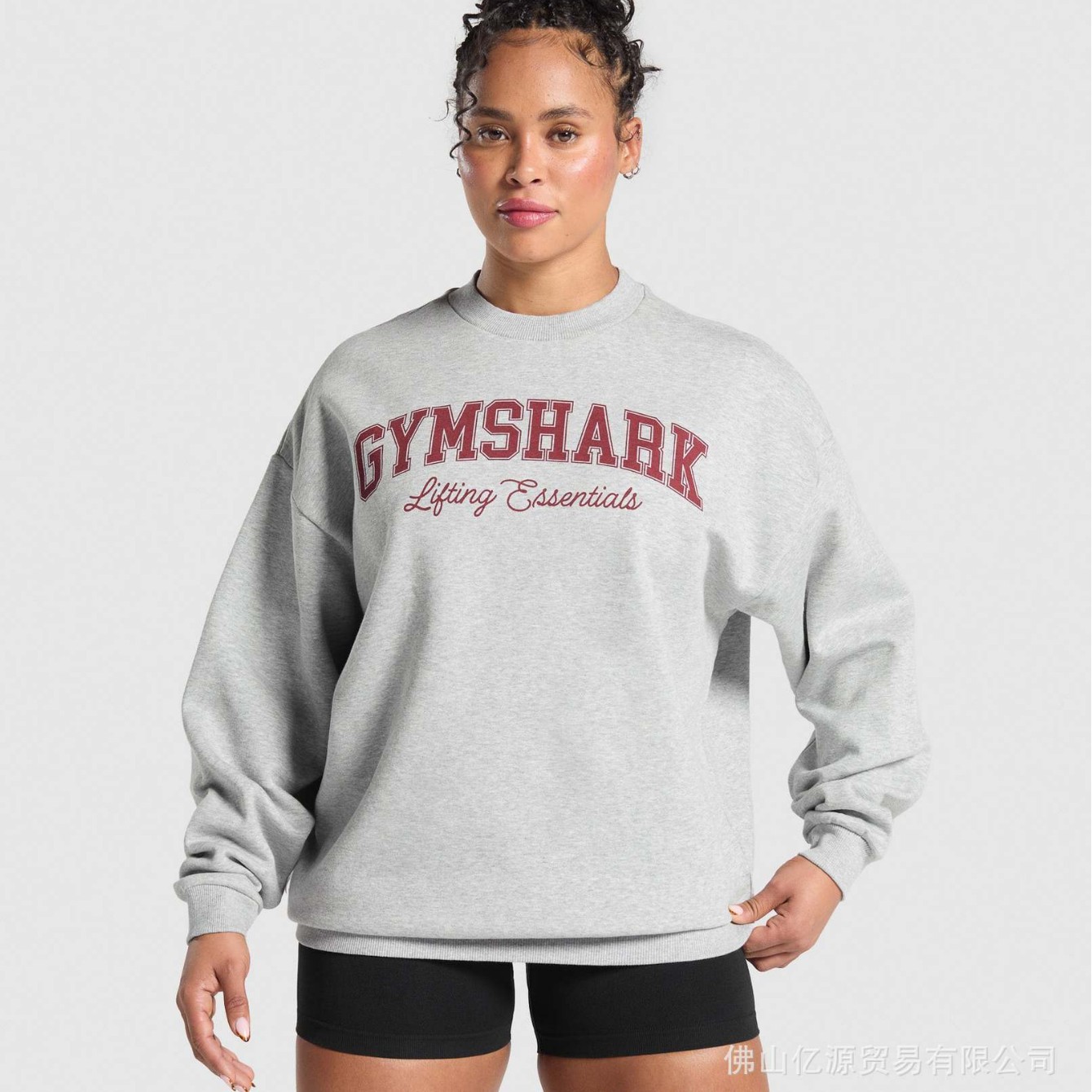 Gymshark Round Neck Pullover Sweatshirt for Sports Training and Fitness, Same Style for Men and Women, Oversized Top Without Hood