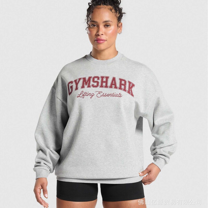 Gymshark Round Neck Pullover Sweatshirt for Sports Training and Fitness, Same Style for Men and Women, Oversized Top Without Hood Gymshark Round Neck Pullover Sweatshirt for Sports Training and Fitness, Same Style for Men and Women, Oversized Top Without Hood
