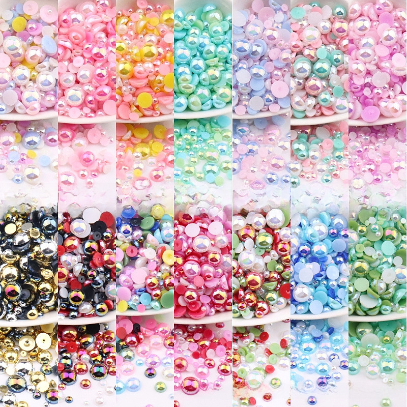 Mixed 3-10 mm semi-circular pearl fantasy ABS imitation pearl flat…