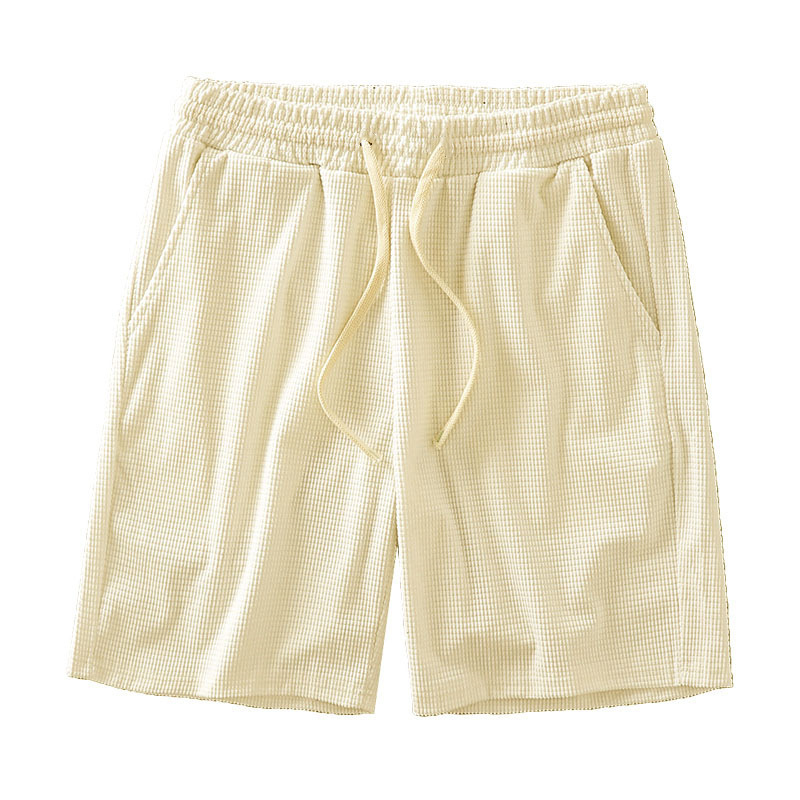 Roupas Masculinas > Shorts Esportivos Masculinos de Verão para Basquete > Calças Casuais de Malha Waffle > Cinco Pontos > Ideal para Ocasiões Formais e Casuais_voghion.com