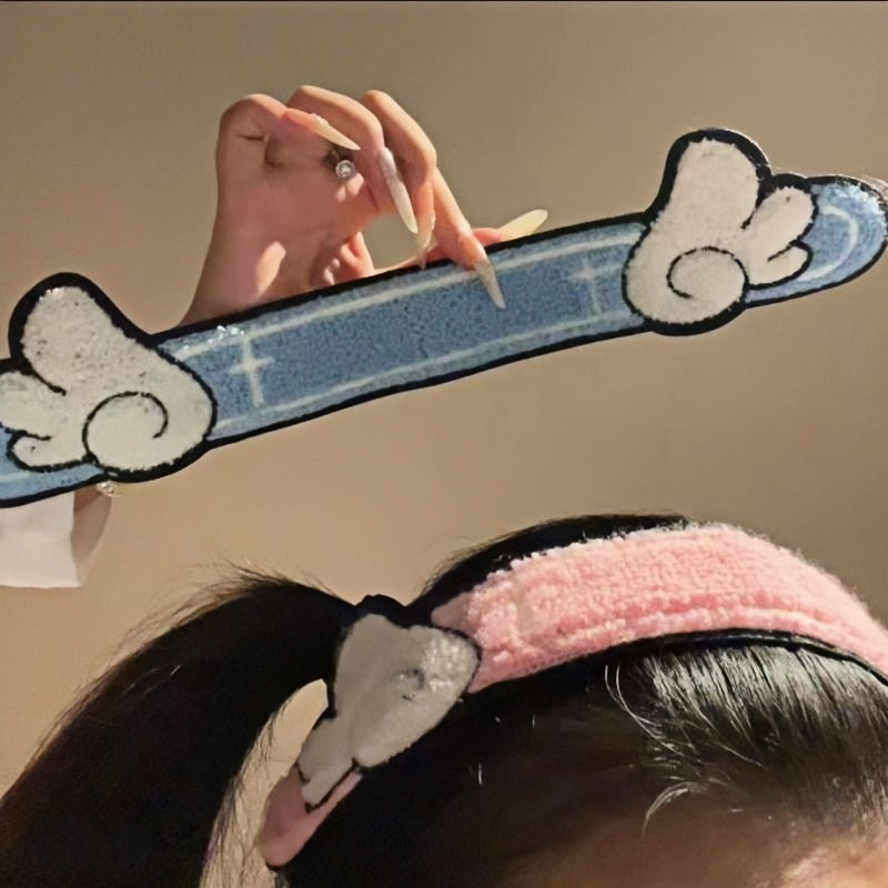Cute Angel Wings Magic Hair Sticker Plush Cartoon Bangs Sticker for Girls, Hair Fixing Magic Tape, Side Hair Accessory