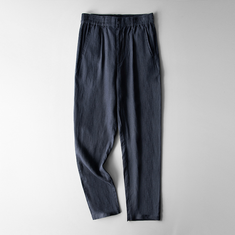Summer Linen Men's Pants Loose Trousers Basic Simple High Waist Casual Pants Thin Breathable Loose Waist Cotton Linen Pants