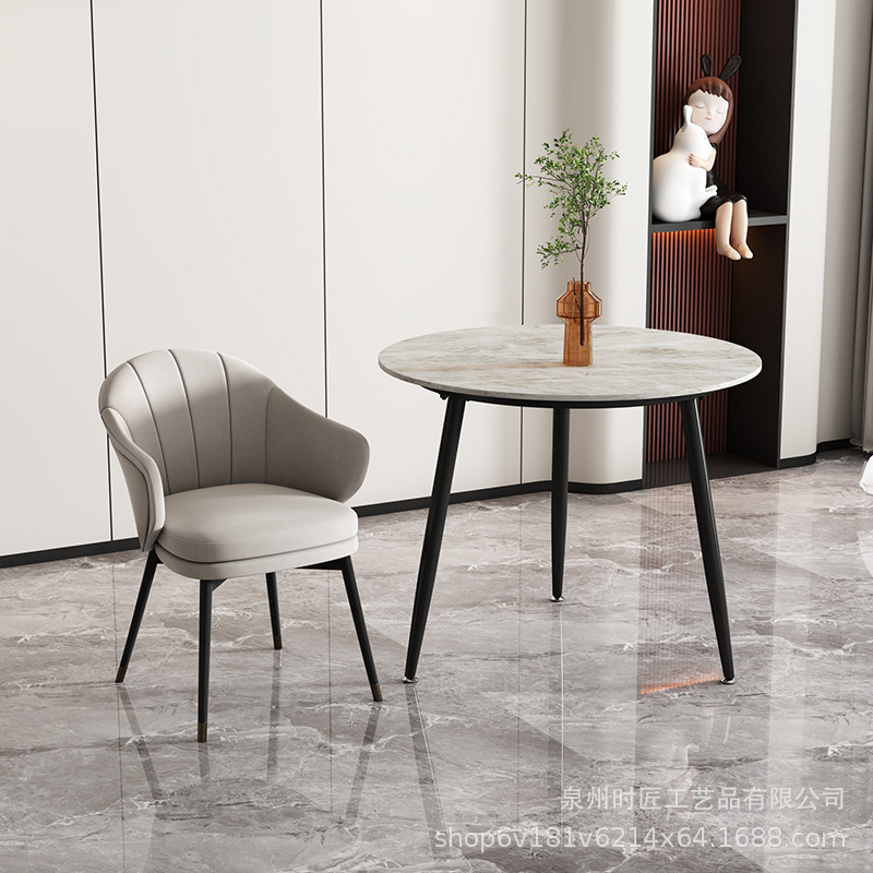 岩板小圆桌客厅茶几边几阳台休闲桌卧室窗桌简约咖啡奶茶桌洽谈桌