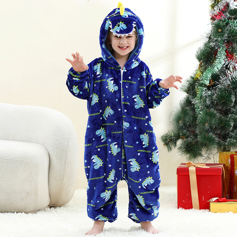 Pijamas de franela de una pieza con dibujos animados de animales para niños Michley, monos navideños infantiles transfronterizos, disfraces para actuaciones.