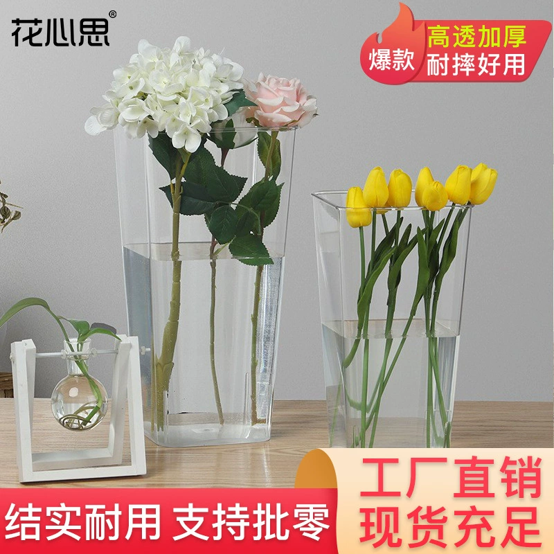 Ведро для цветов Цельная скидка Оптовый цветочный магазин Цветочное ведро для хранения Цветочное ведро Падение Устойчиво прозрачное акриловое ведро Пробуждение Ведро для цветов
