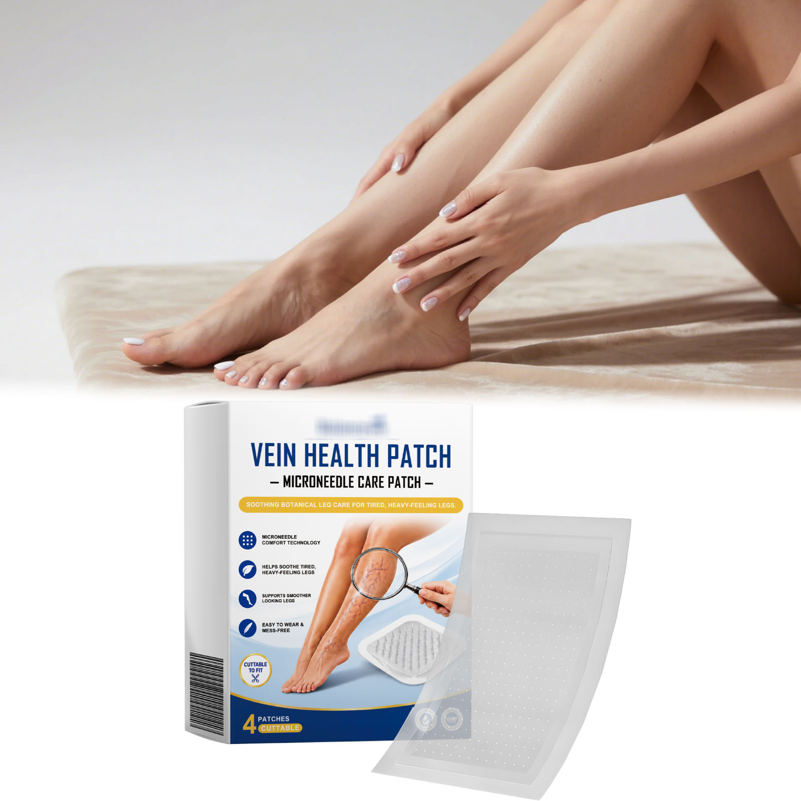 Leg Care Patches: Comfortable, Breathable, Gentle Care, Natural Fit on Leg Skin, Daily Massage Care