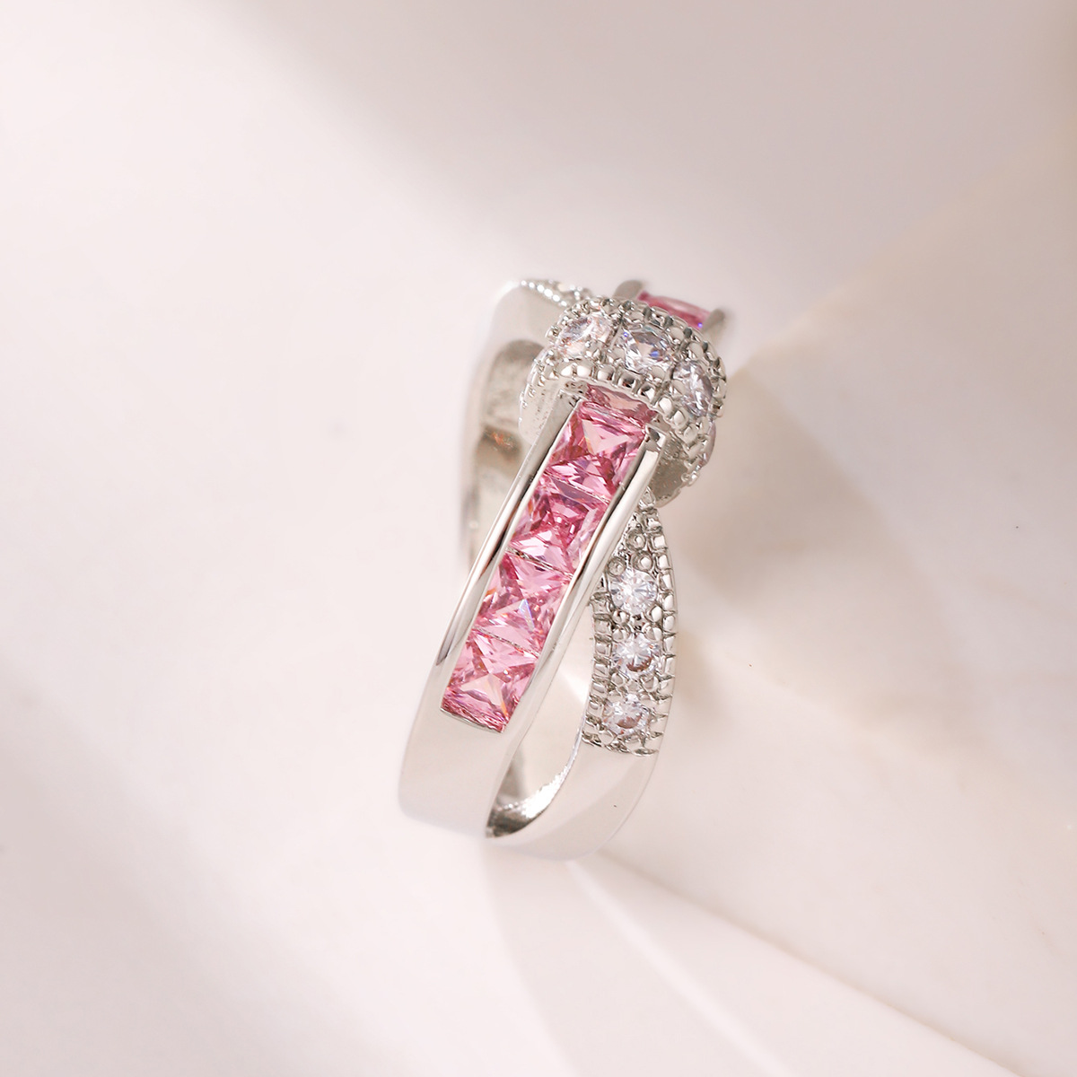 Fashion Geometric Copper Plating Zircon Rings 1 Piece