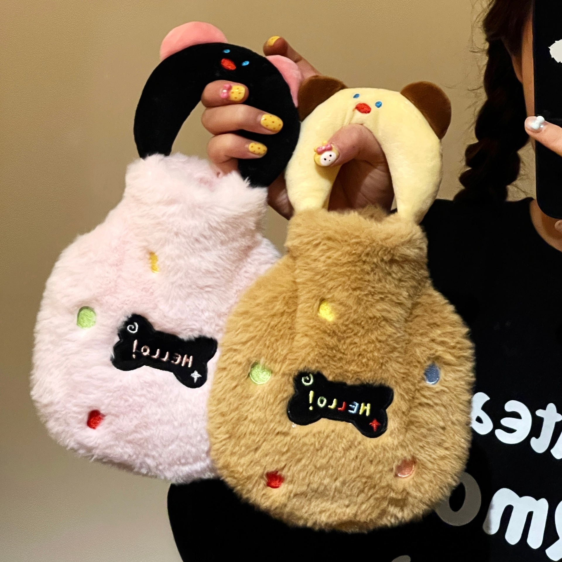 2025 nuevo punto de onda bolsa de agua caliente bolsa de agua caliente estudiantes lindas niñas de peluche de invierno abdomen caliente inyección de agua calentador mano