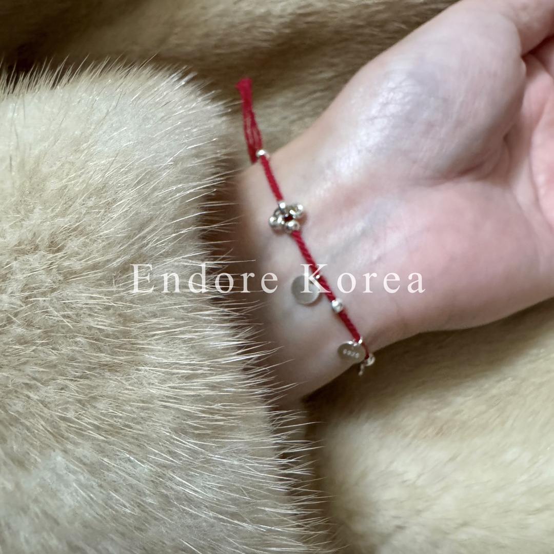 Yuduo Original S925 Sterling Silver Round Brand Red Rope Bracelet Elegant Retro Burgundy Christmas New Year Good Luck Bracelet