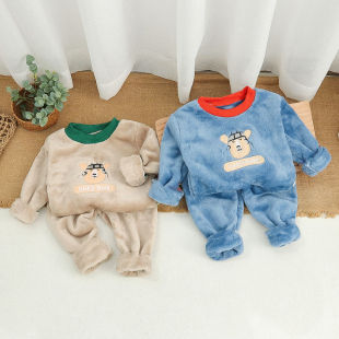 Home Clothes Two-Piece Autumn and Winter Soft Male Baby Female Baby suit Fashionable Outer Wear