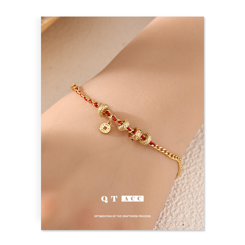 Nueva moda china lujo ligero de alto nivel nicho diseño de Año Nuevo del Caballo joyas pulseras de Año Nuevo monedas de oro monedas collares mujeres