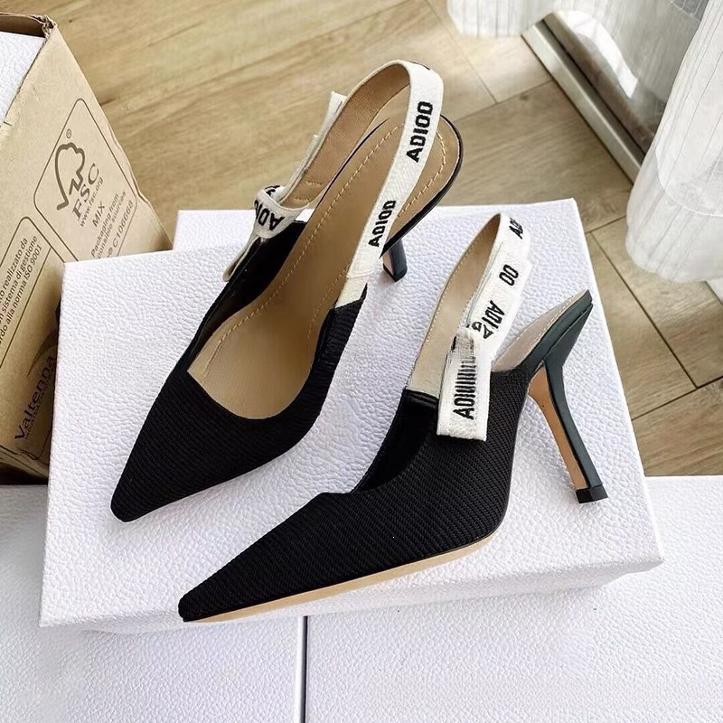 Cross-Border In-Stock 2026 Summer New Embroidered Bowknot Kitten Heel High Heels Striped Pointed Toe Shallow Backless Sandals for Women Cross-Border In-Stock 2026 Summer New Embroidered Bowknot Kitten Heel High Heels Striped Pointed Toe Shallow Backless Sandals for Women